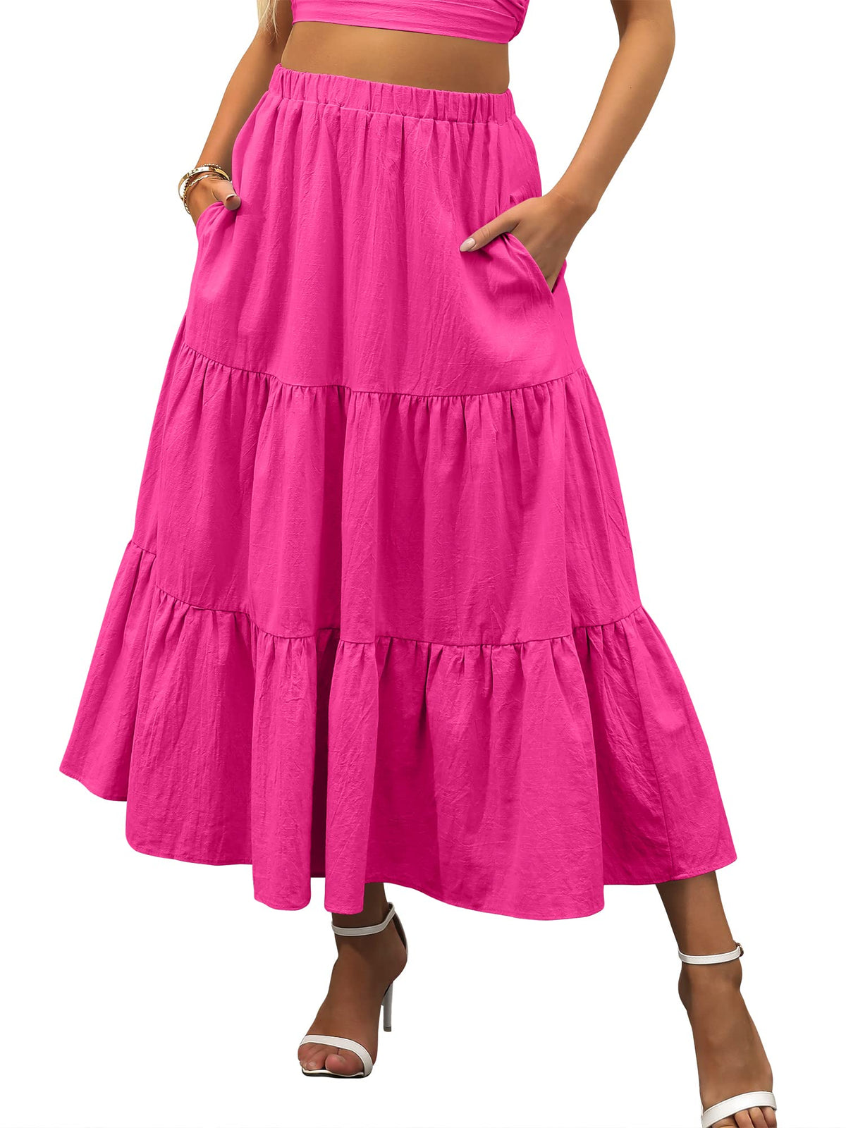 ANRABESS Women’s Summer Flowy Maxi Skirts with Pockets
