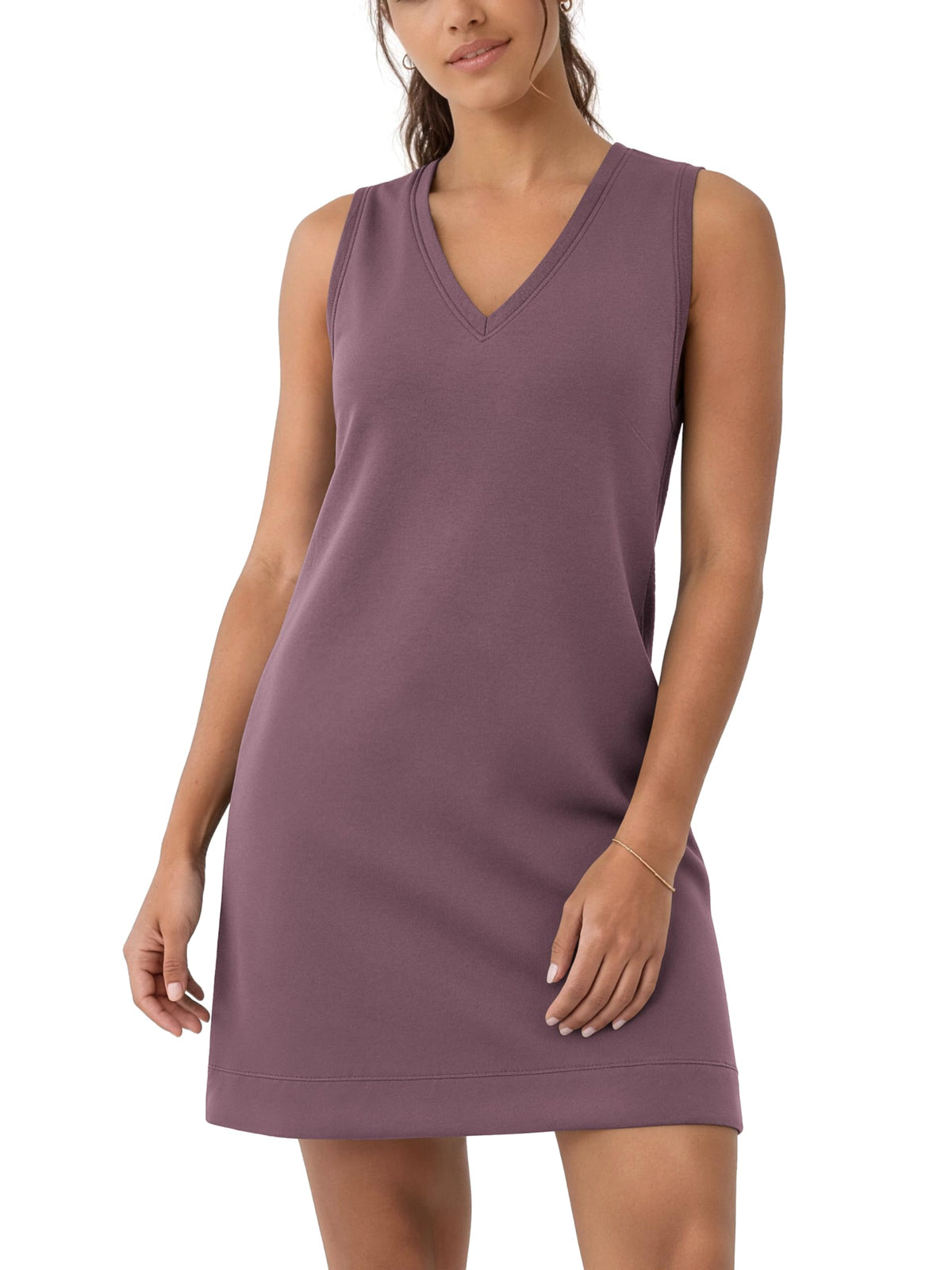 ODODOS Modal Soft V-Neck Tank Dress for Women Sleeveless Sundress Casual Relaxed Summer Dress with Pocket