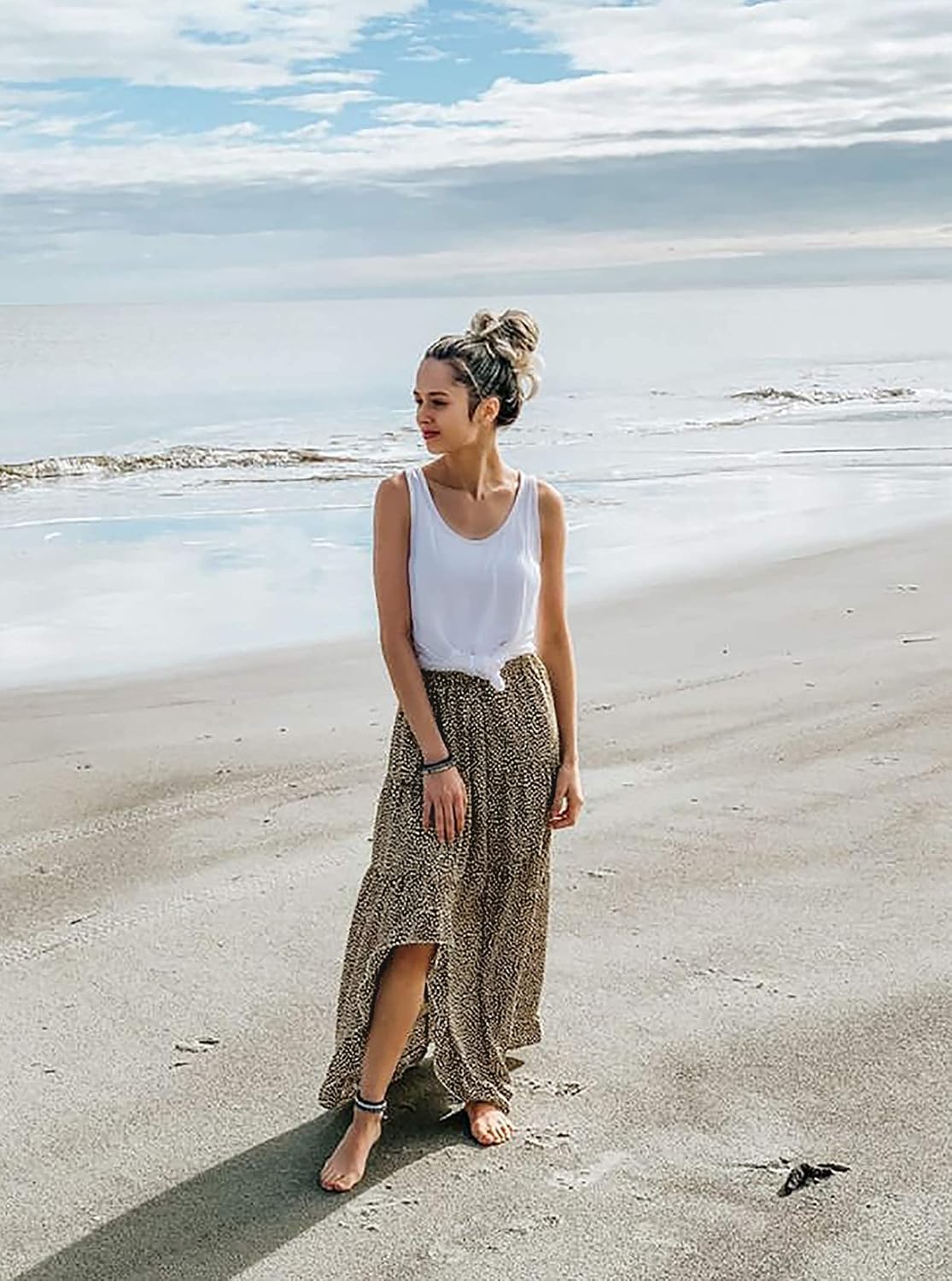 BTFBM Boho High Low Long Maxi Skirts for Women