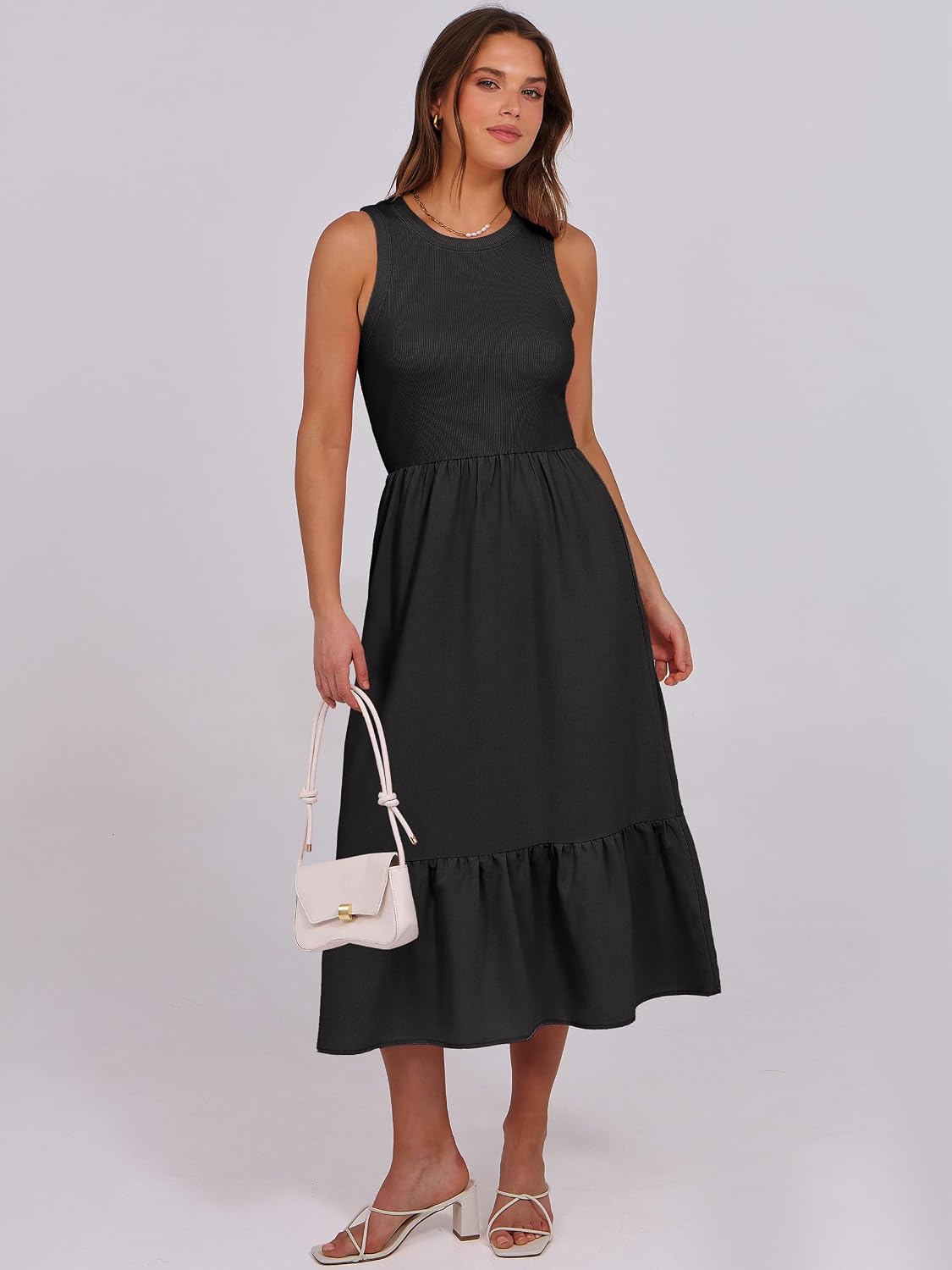 ANRABESS Womens Summer Dresses Casual Beach Tank Midi Sundress with Pockets