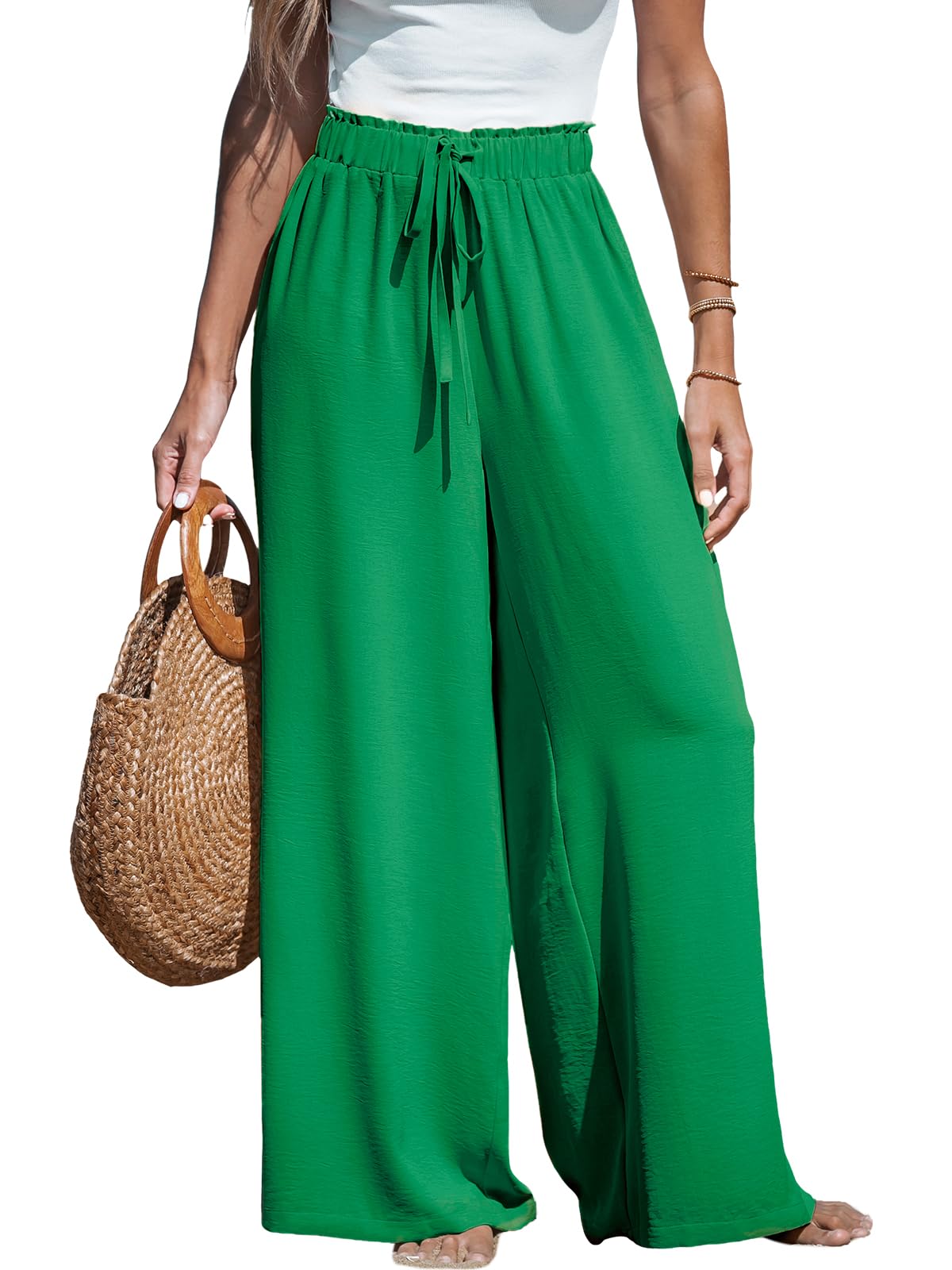 CUPSHE Women's Wide Leg Palazzo Pants Smocked High Waist