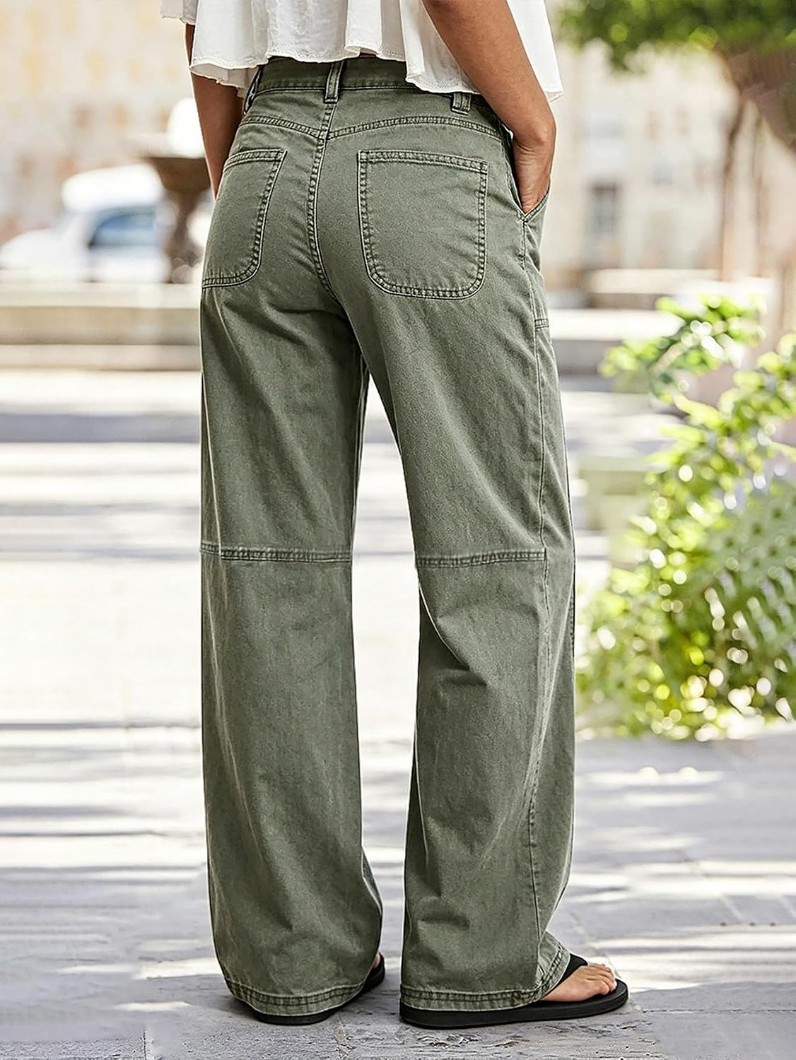 Flamingals Straight Leg Mid Waist Casual Styling Pants for Women