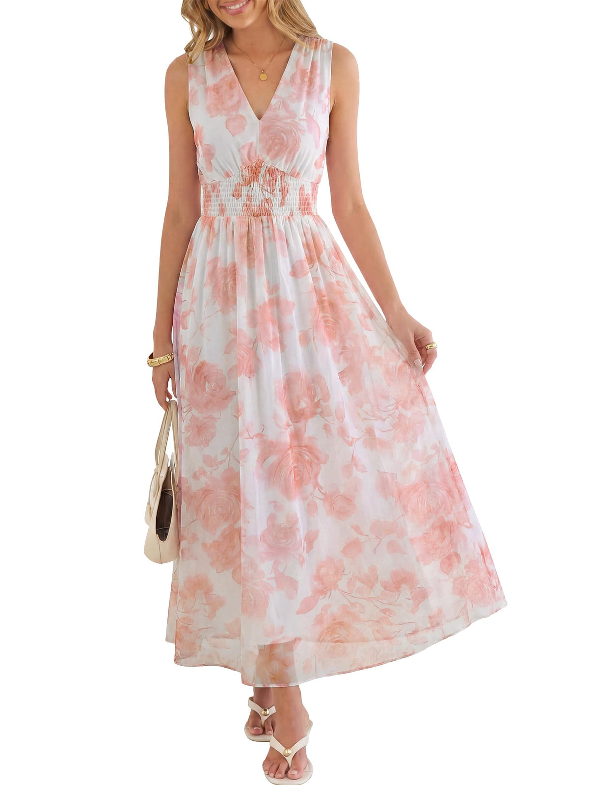 ANRABESS Women's Floral Tulle Wedding Guest Maxi Dress