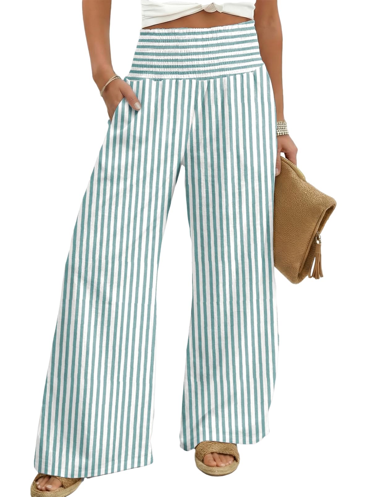 Dokotoo Women's Fall Gingham Wide Leg Casual Pants 2026