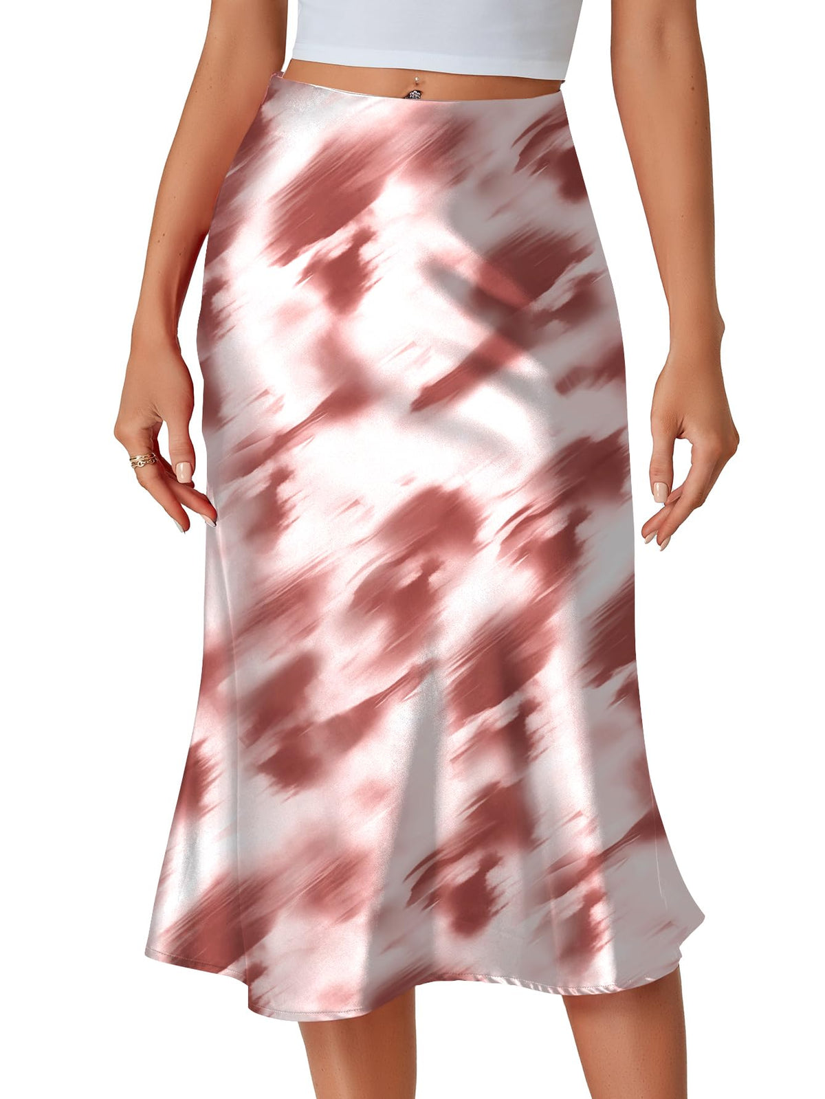 LYANER Women's Satin Silky Midi Skirt
