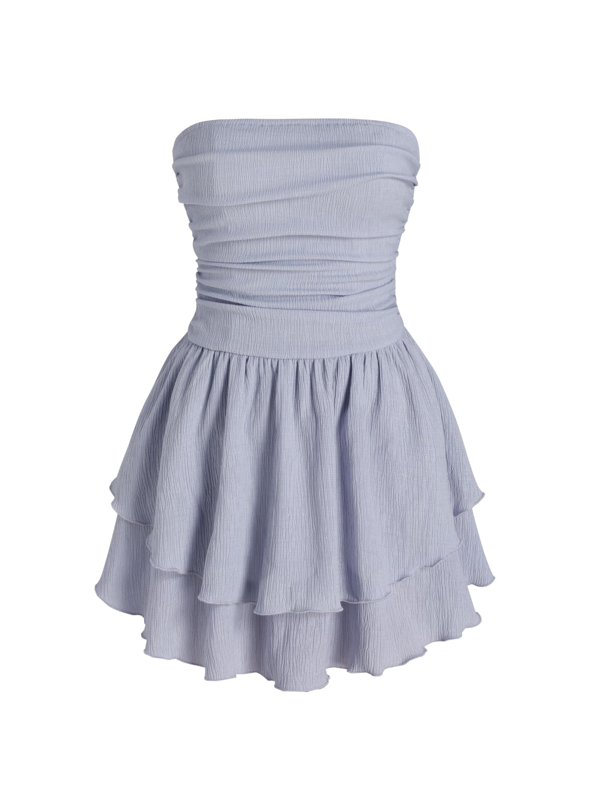 CIDER Women's Summer Cocktail Dress - Tube Ruched Ruffle Mini Dress