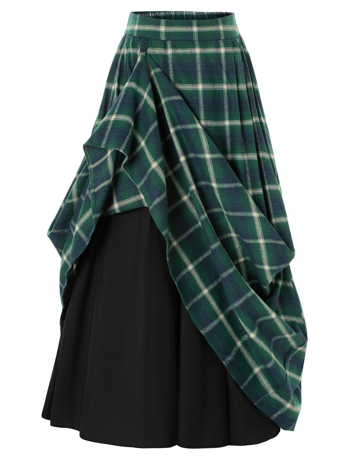 Scarlet Darkness Plaid Skirts for Women High Waist Layered Long Skirt
