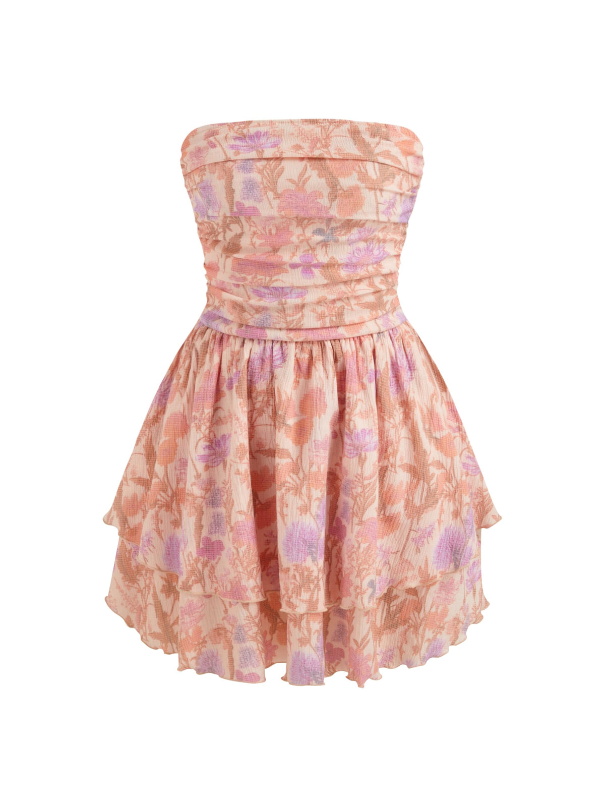 CIDER Women's Summer Cocktail Dress - Tube Ruched Ruffle Mini Dress