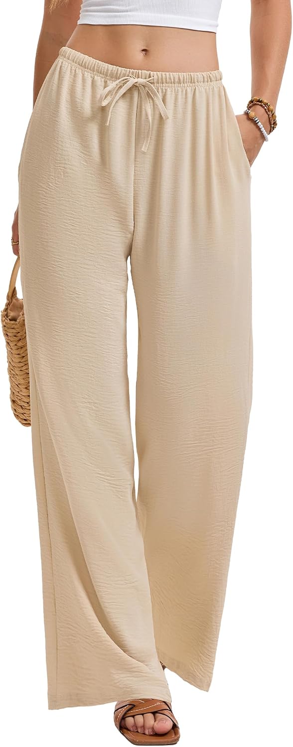 3 Pack Women's Wide Leg Palazzo Pants, Flowy Pants with Pockets
