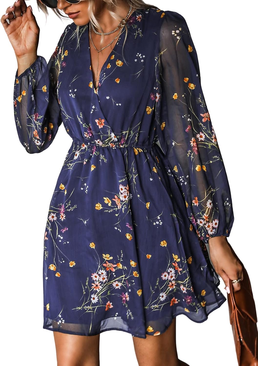 CUPSHE Womens Fall Floral Dress Boho Vacation Mini Wedding Guest Dresses