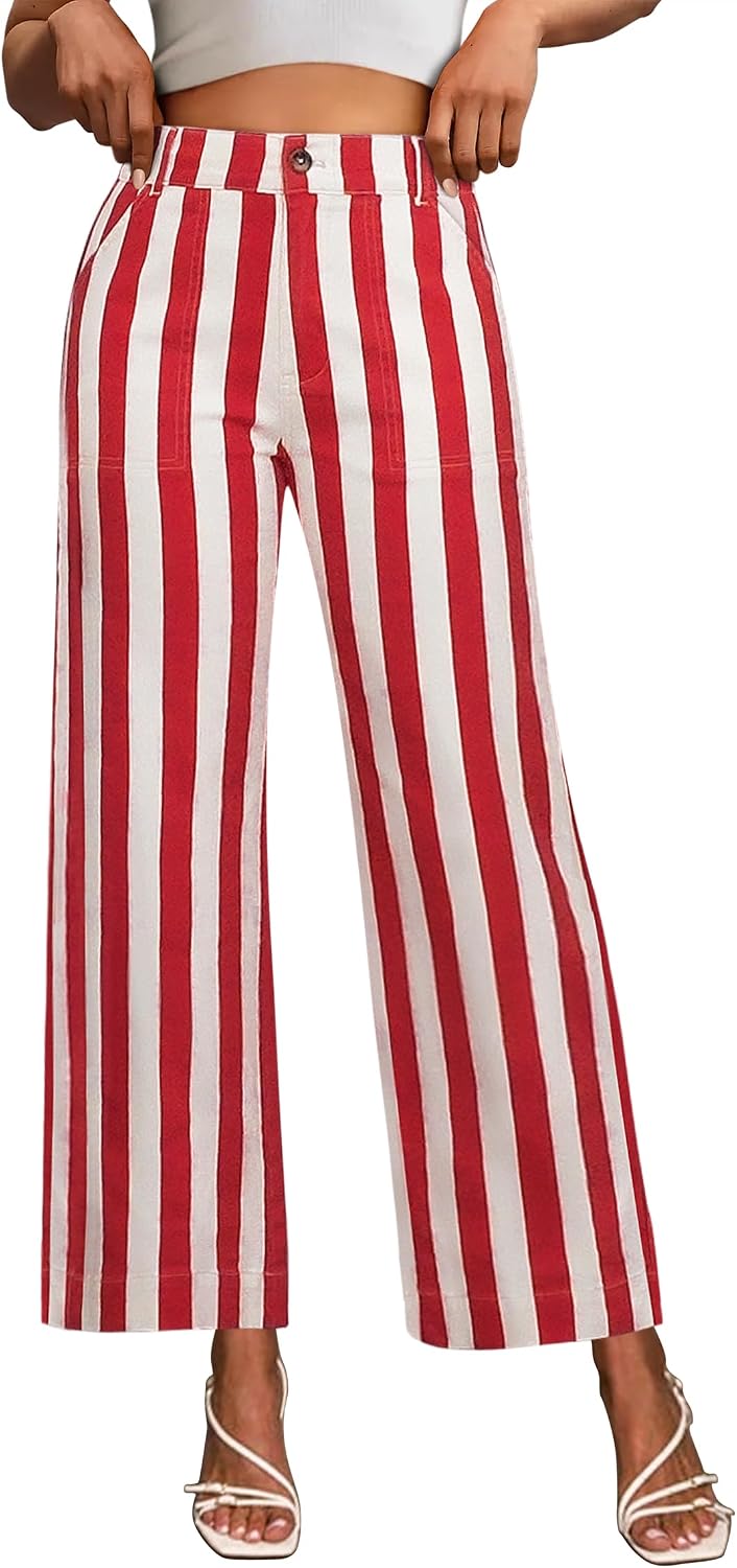 Eddoyee Cropped Pants for Women High Waisted Wide Leg