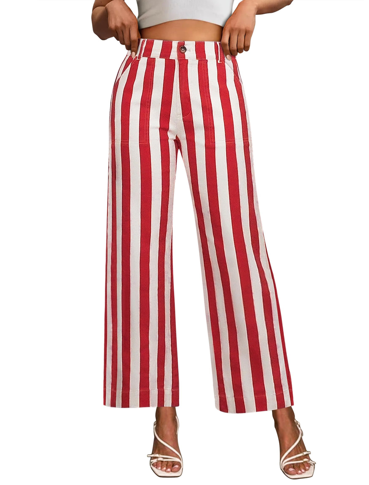 Eddoyee Cropped Pants for Women High Waisted Wide Leg