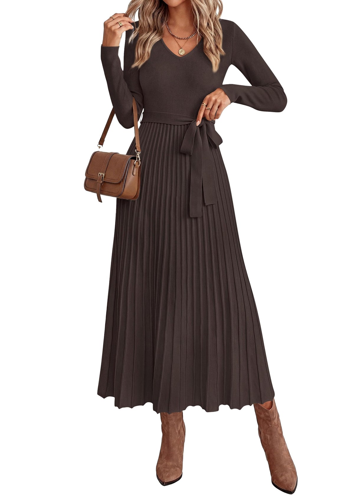 PRETTYGARDEN Womens Fall Maxi Long Sleeve Sweater Dress