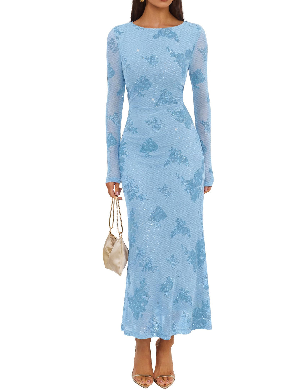 ZESICA Women Fall Floral Wedding Guest Cocktail Maxi Dress