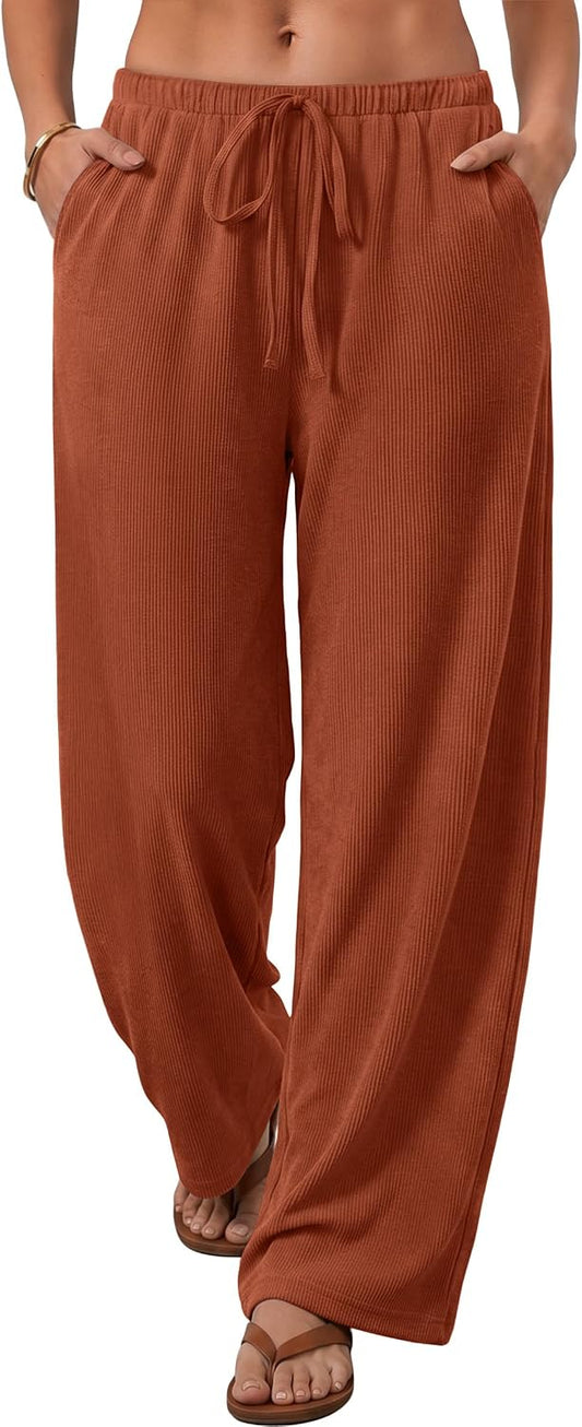 ANRABESS Womens Fall Straight Leg Lounge Pants Pajama Bottoms