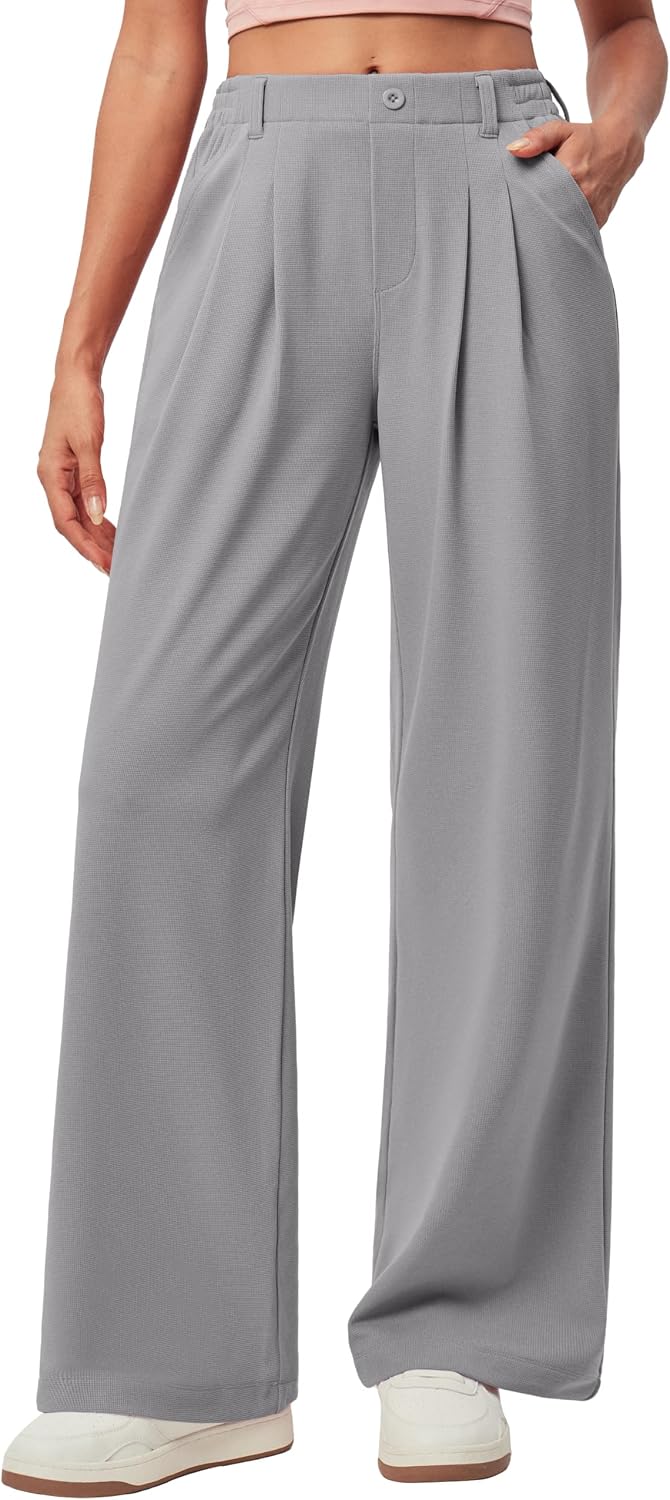 Wide Leg Dress Pants for Women Pull on Work Pants Business Causal Outfits
