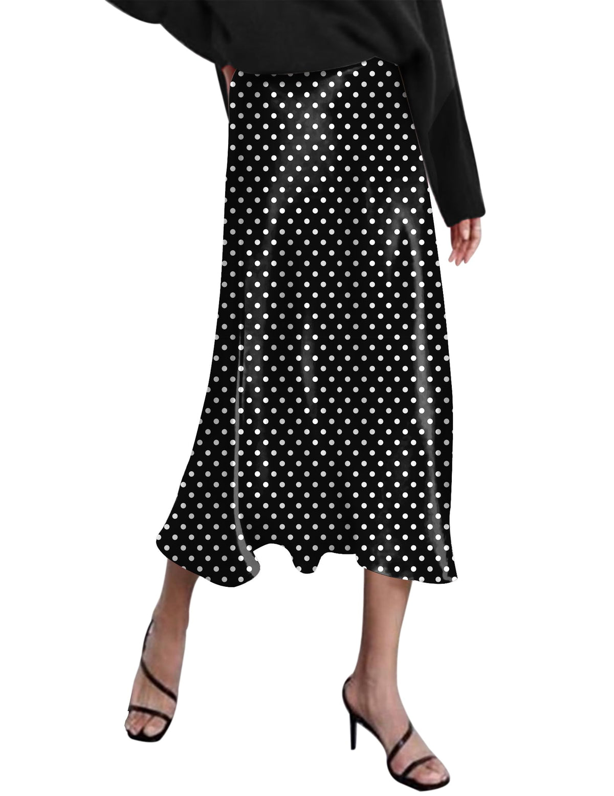 Zeagoo Skirts for Women High Waist Skirt Elegant Midi Skirt Satin