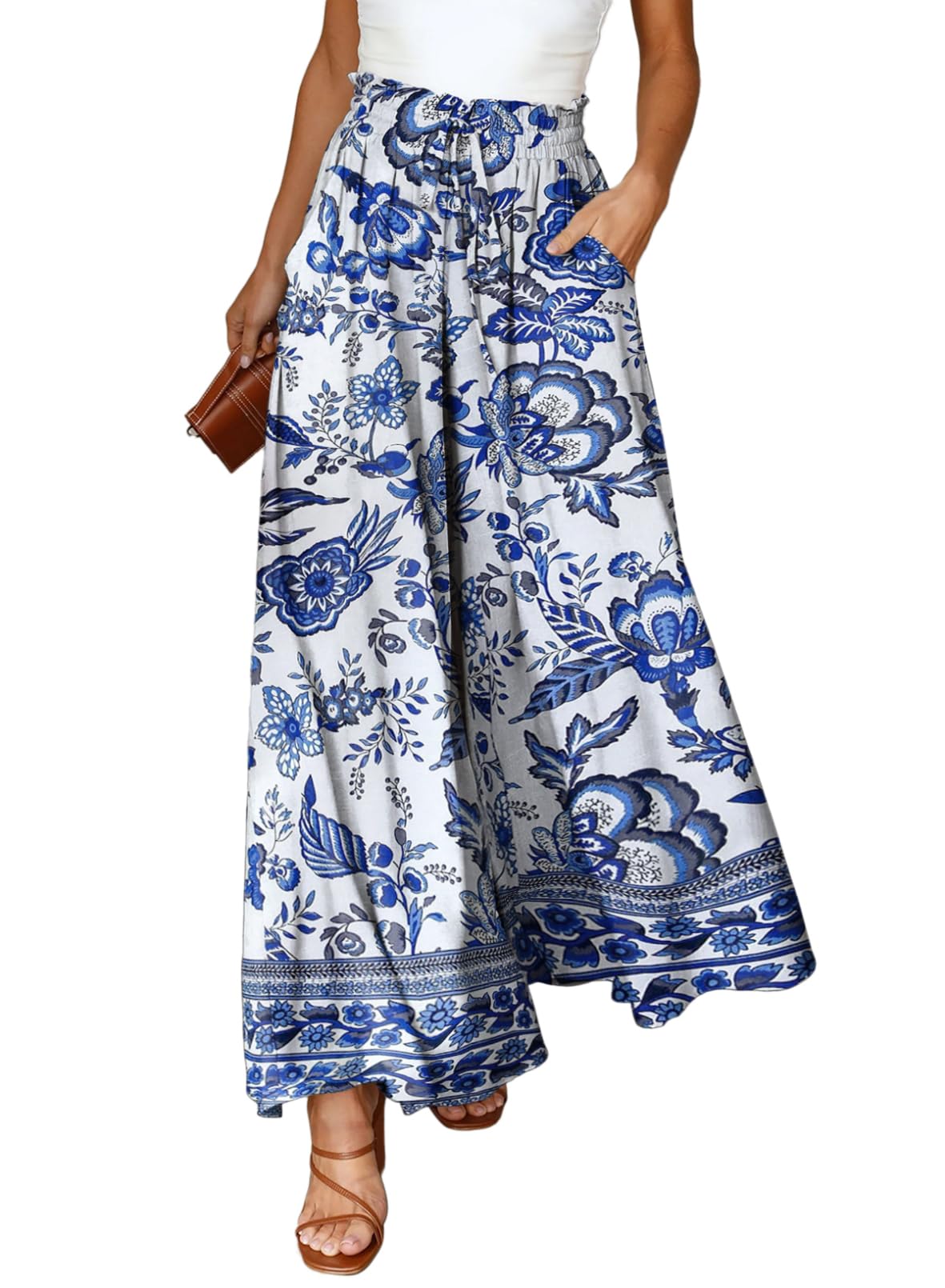 Dokotoo Wide Leg Pants for Women Casual Elastic Waist Drawstring Pants