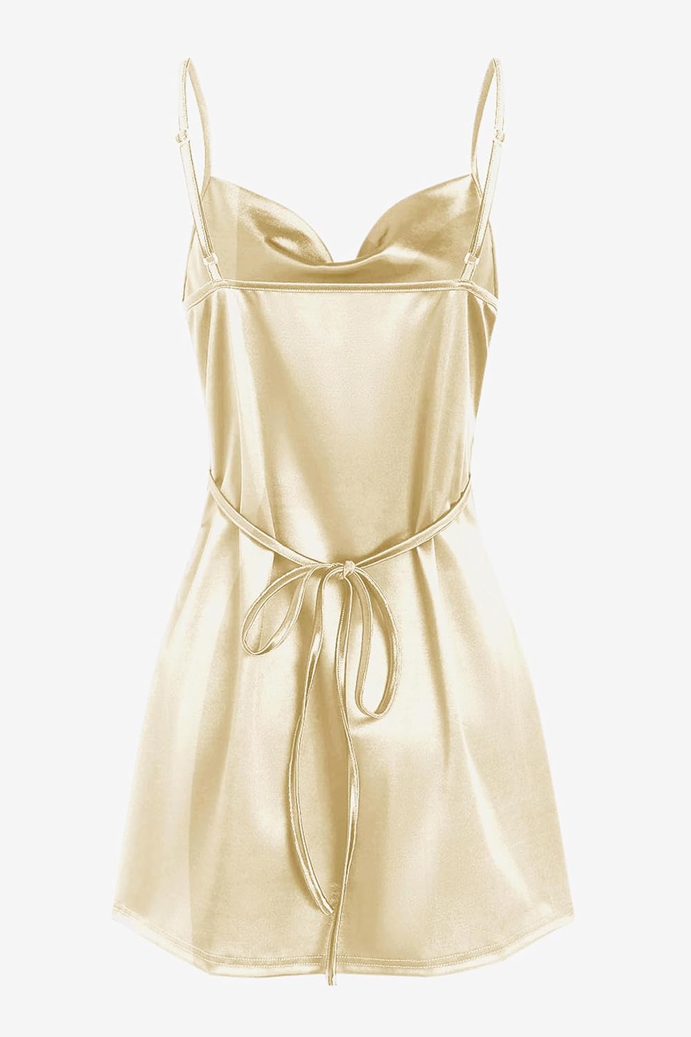 ZAFUL Women Satin Cowl Neck Spaghetti Strap Mini Slip Cocktail Dress