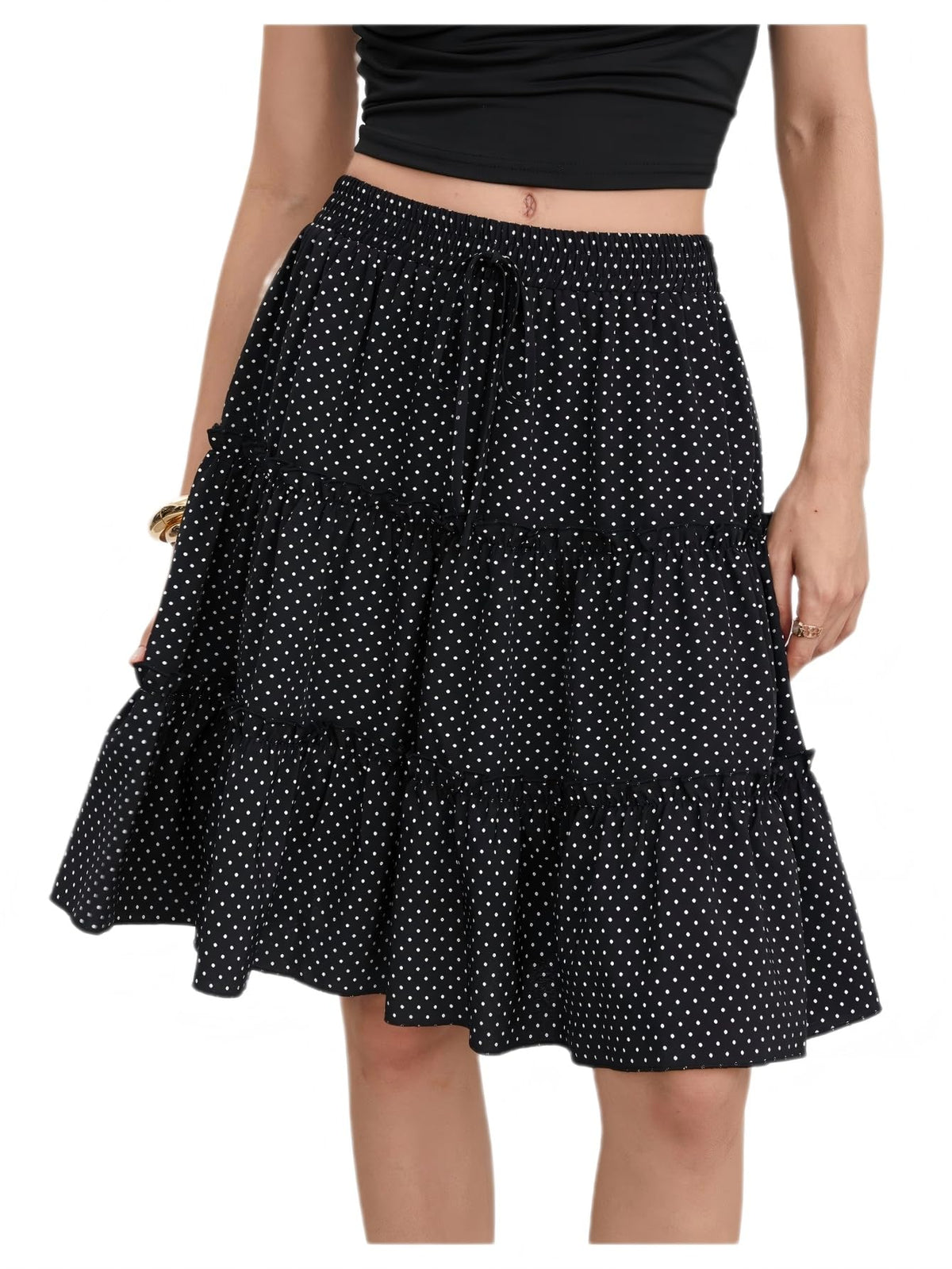 WDIRARA Women's Floral Boho Ruffle Knee Length Summer Skirt