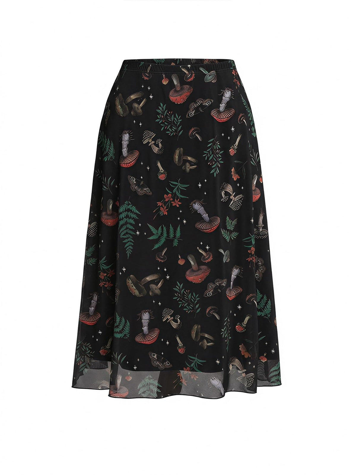 Milumia Women's Floral Mesh Midi Skirt Elastic A Line Whimsical Skirts