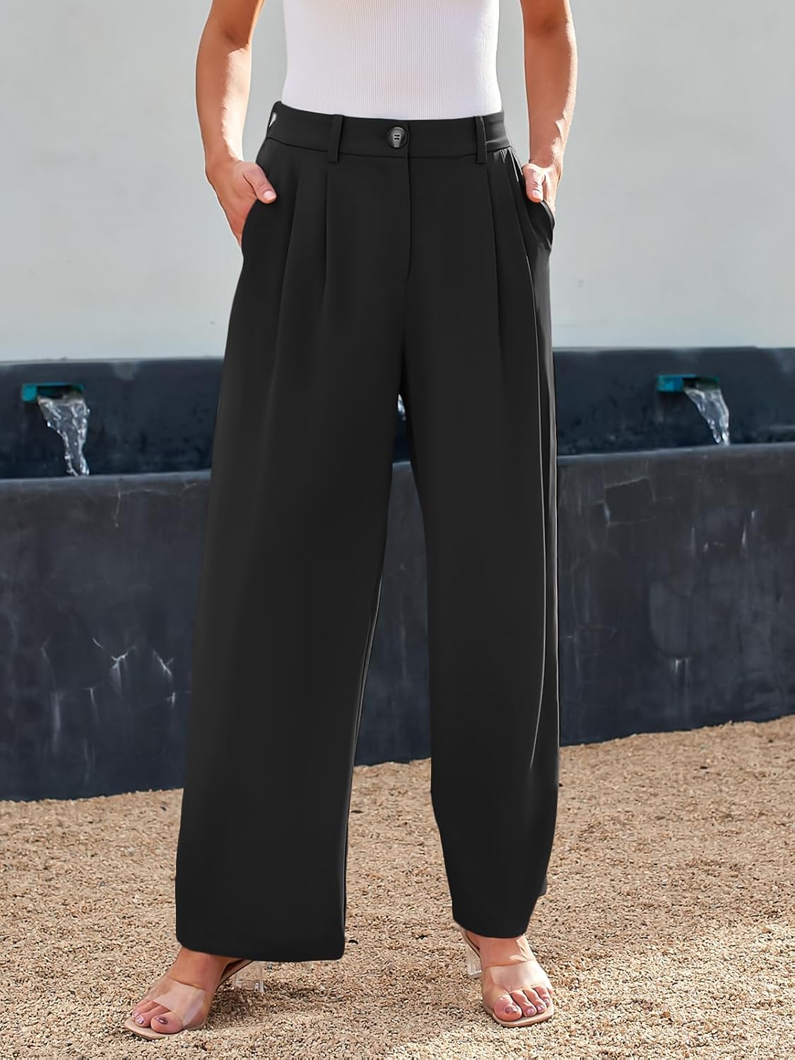 LILLUSORY Womens Wide Leg Dress Work Flowy Pants Business Casual Outfits