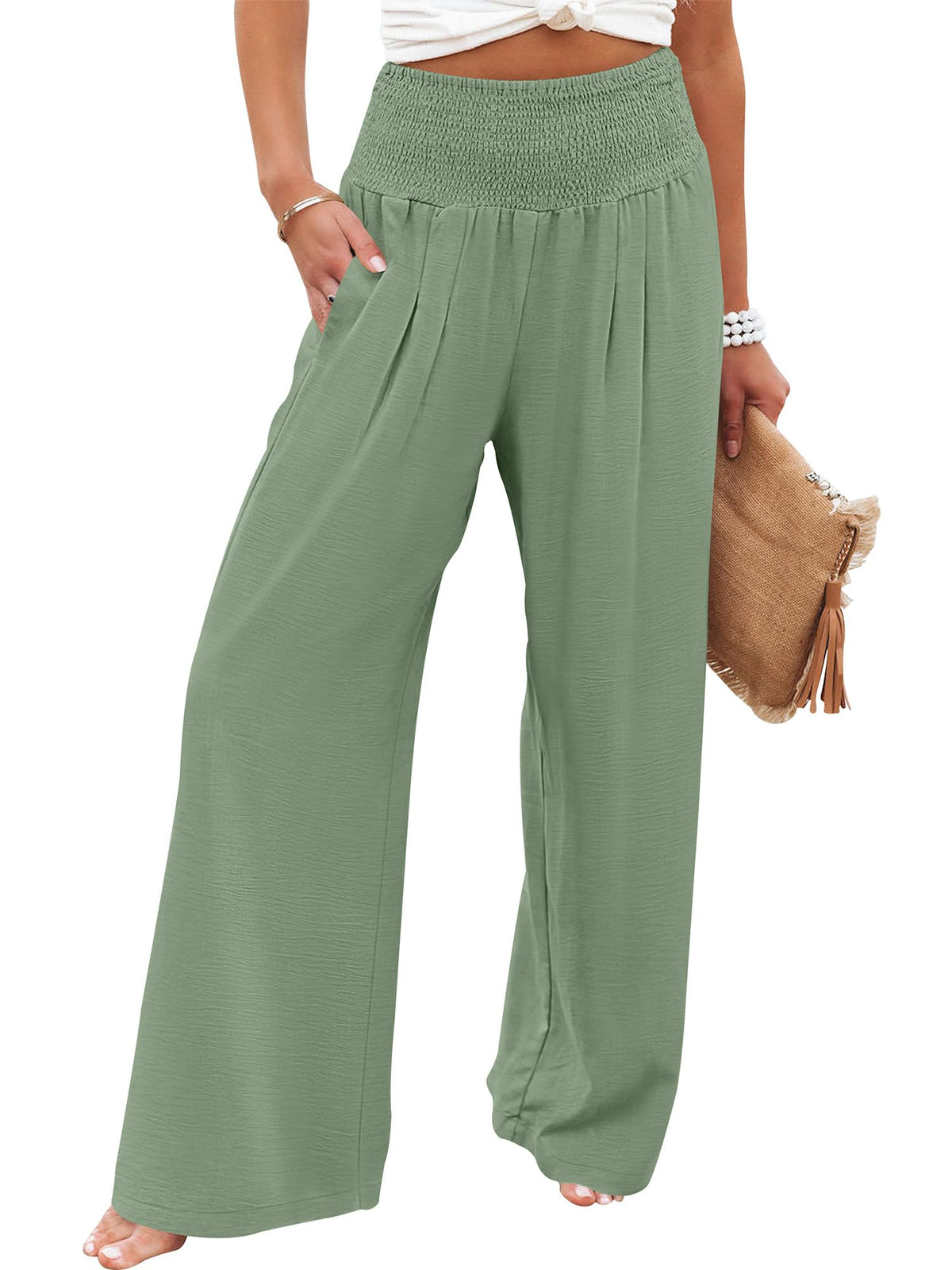 ANRABESS Women Wide Leg Summer Palazzo Pants with Pockets