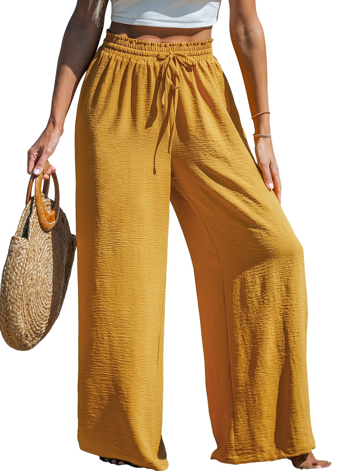 CUPSHE Women's Wide Leg Palazzo Pants Smocked High Waist
