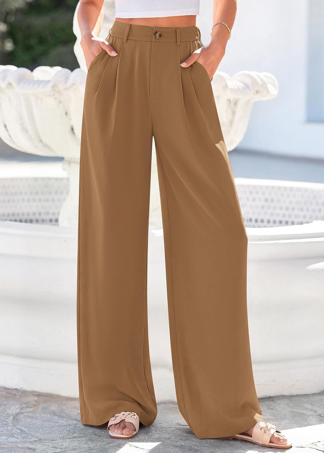KIRUNDO Wide Leg Pants for Women 2026 Summer Flowy Polka Dot Trousers