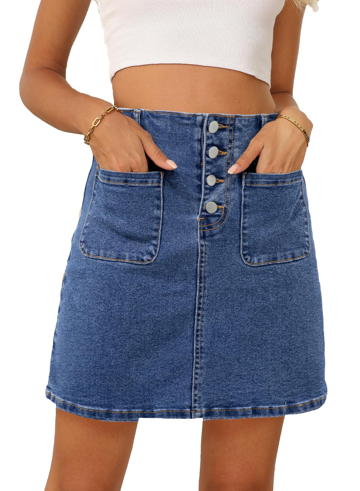 Sidefeel Women's Jean Skirt High Waist Denim Skirt
