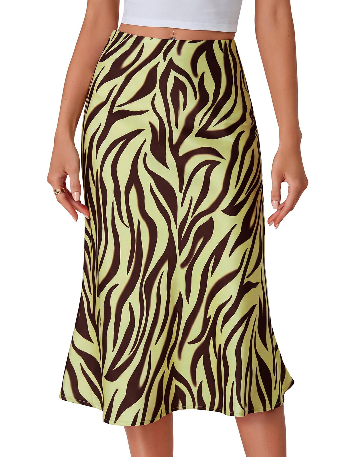 LYANER Women's Satin Silky Midi Skirt