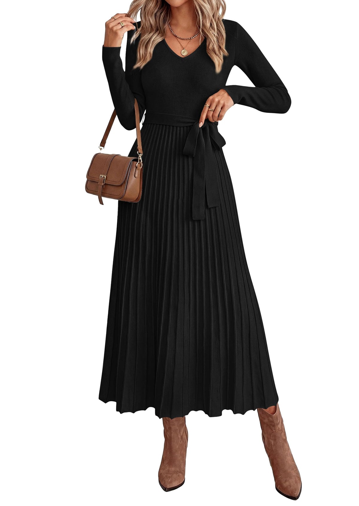 PRETTYGARDEN Womens Fall Maxi Long Sleeve Sweater Dress
