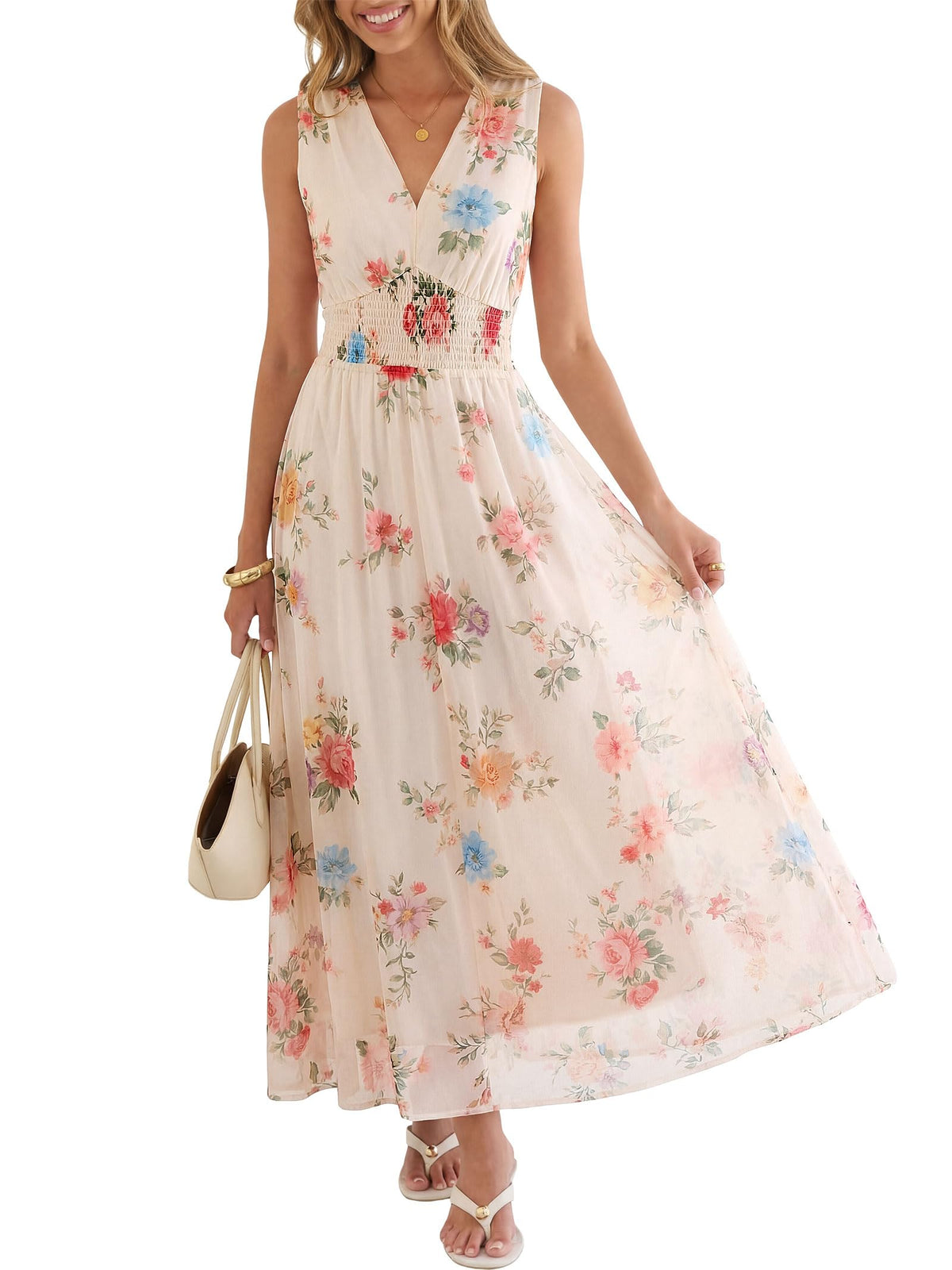 ANRABESS Women's Floral Tulle Wedding Guest Maxi Dress