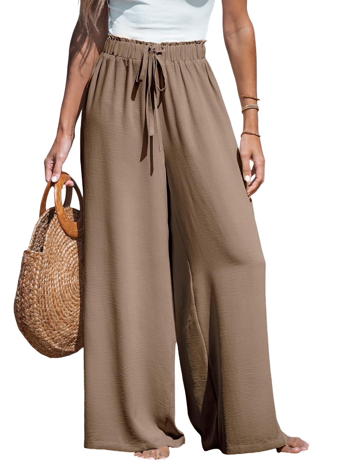 CUPSHE Women's Wide Leg Palazzo Pants Smocked High Waist
