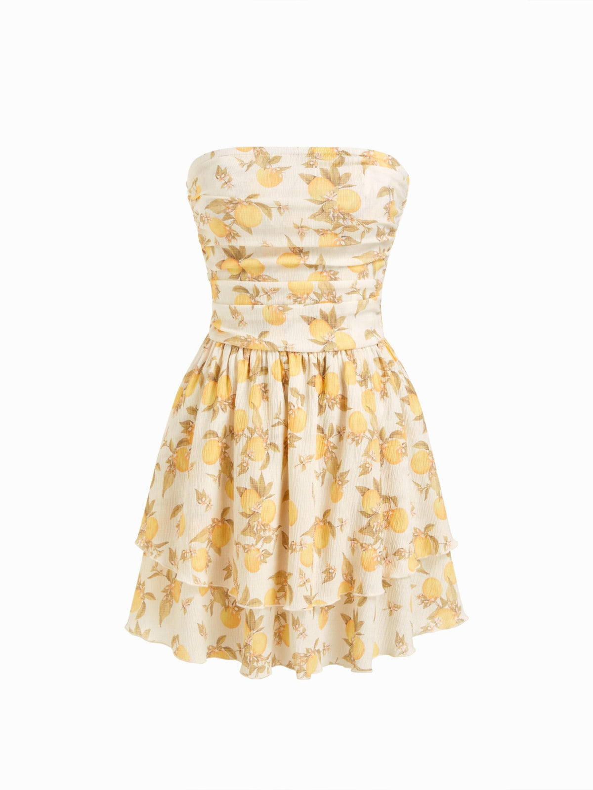 CIDER Women's Summer Cocktail Dress - Tube Ruched Ruffle Mini Dress