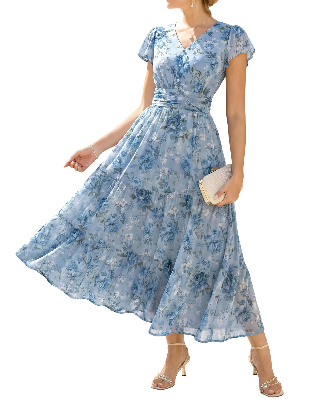 GRACE KARIN Women Summer Dress,Maxi Floral Wedding Guest Dresses