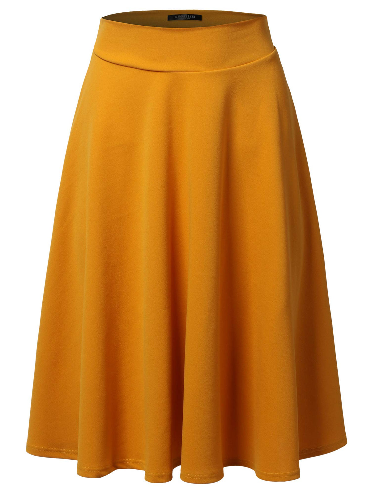 SSOULM A-Line Midi Skirt - Made in USA - Stretchy High Waisted Flare Skirts with Plus Size