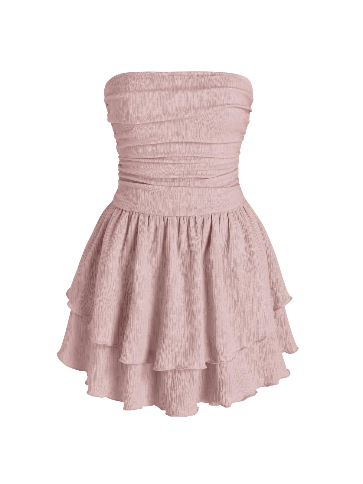 CIDER Women's Summer Cocktail Dress - Tube Ruched Ruffle Mini Dress