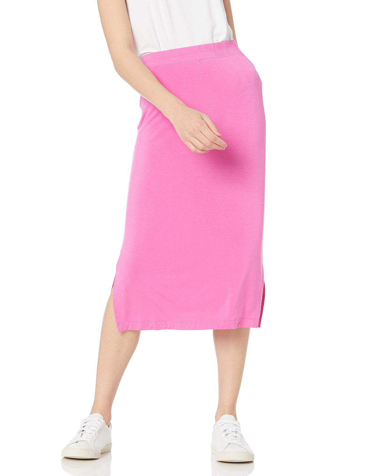 Amazon Essentials Women's Pull-On Knit Midi Skirt with Elastic Waist, Slits