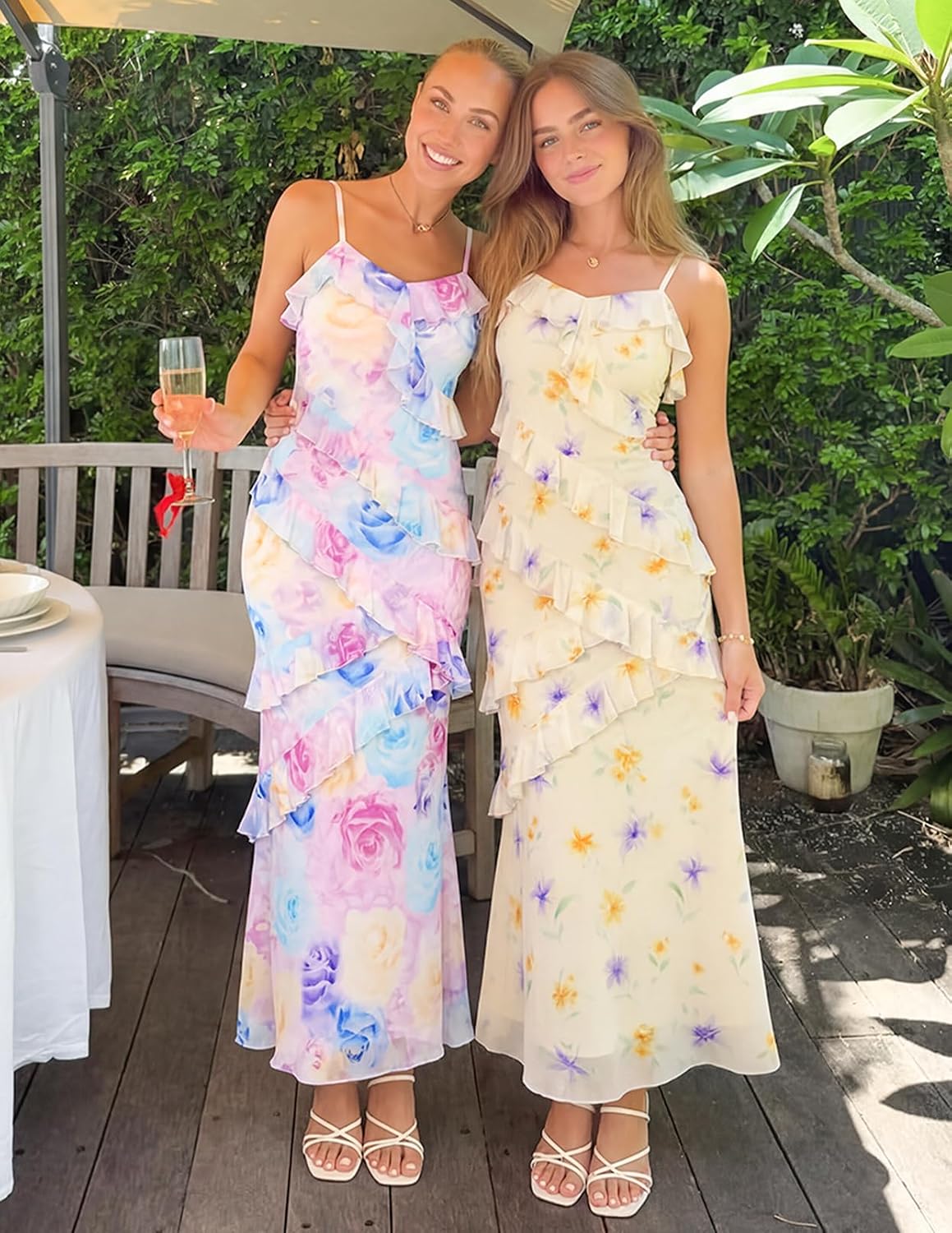 MEROKEETY Summer Floral Wedding Guest Maxi Dress Women 2026 Formal Cocktail