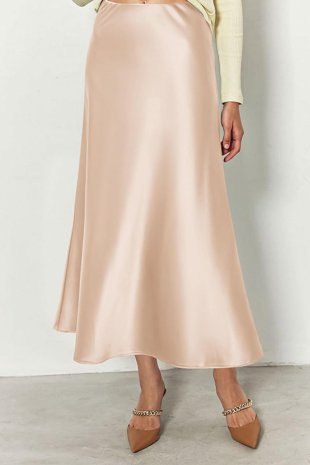 PRETTYGARDEN Women's Satin Midi Skirts Dressy Casual