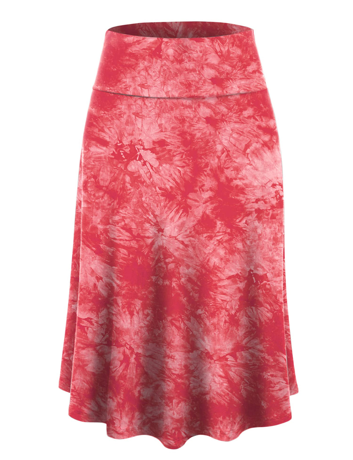 Lock and Love Women's Solid Ombre Lightweight Flare Midi Pull On Closure Skirt S-XXXL Plus Size