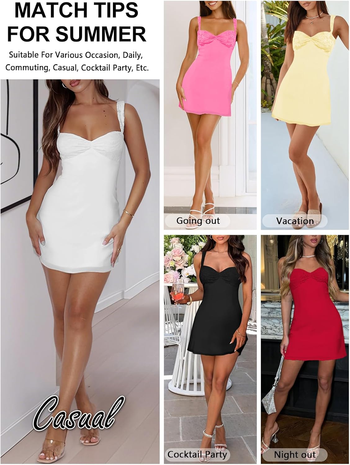 MIYIEONZ Women Summer Mini Dress Formal Going Out Short Dresses