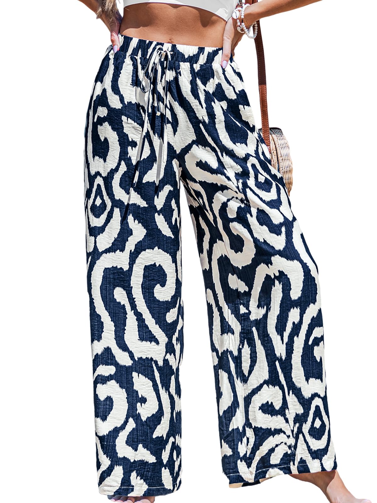 CUPSHE Women's Wide Leg Palazzo Pants Smocked High Waist
