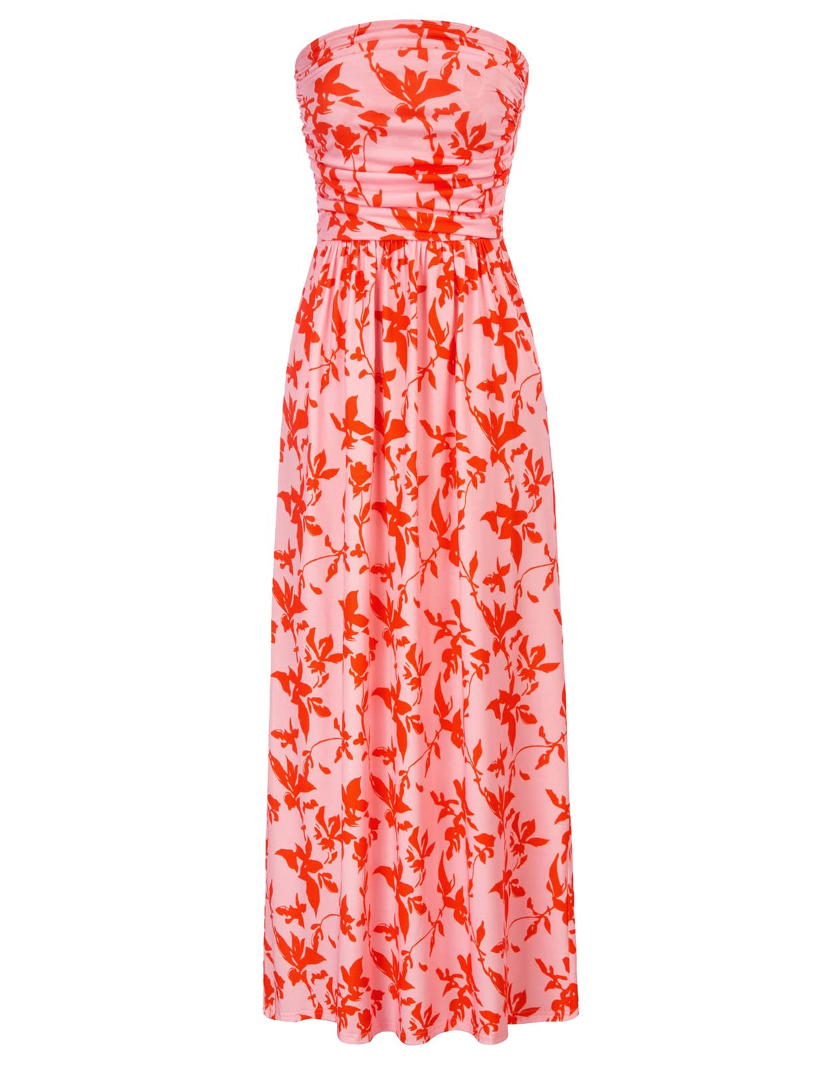 GRACE KARIN Women Strapless Dress Casual Loose Ruched Long Maxi Dress with Pockets