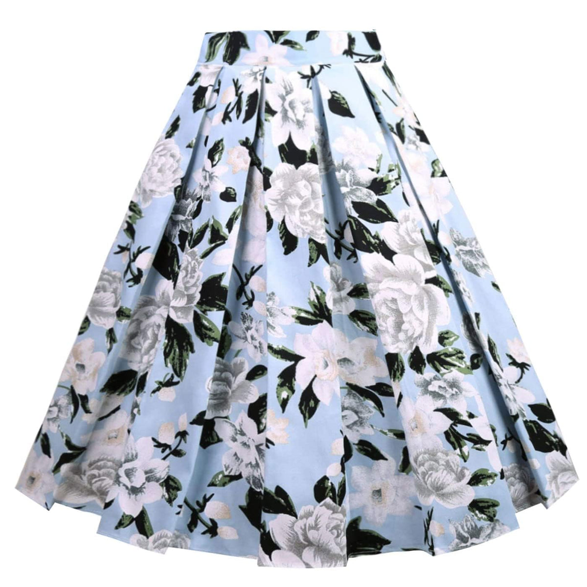 OBBUE Vintage Pleated Skirt A-line Midi Skirts