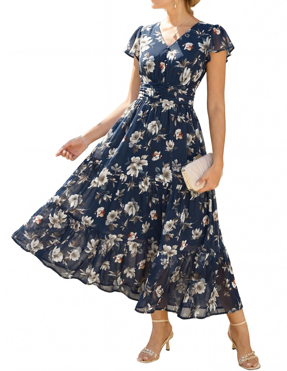 GRACE KARIN Women Summer Dress,Maxi Floral Wedding Guest Dresses