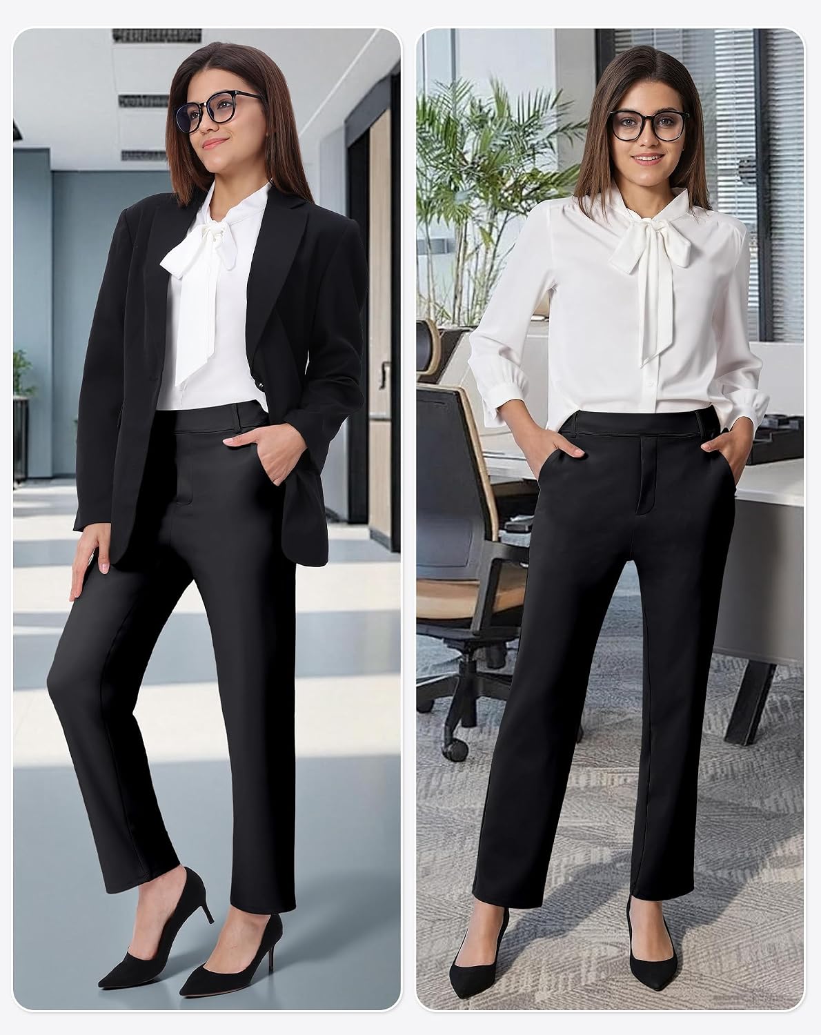 SEMARO Dress Pants Women Business Casual Work Pant Stretchy High Waist Office Slacks Trousers with Pockets