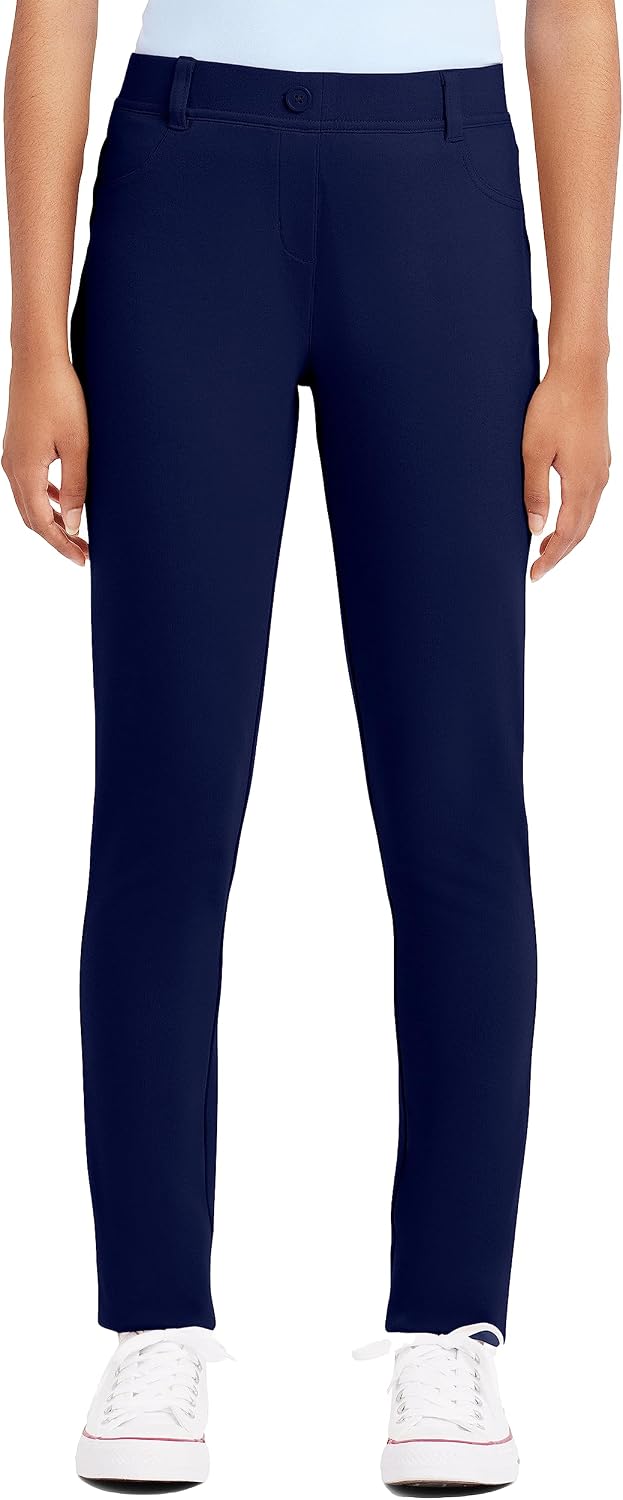 Nautica Women's Juniors Uniform Skinny Leg Jegging, Flat Front Style with Zipper Closure, Functional Pockets