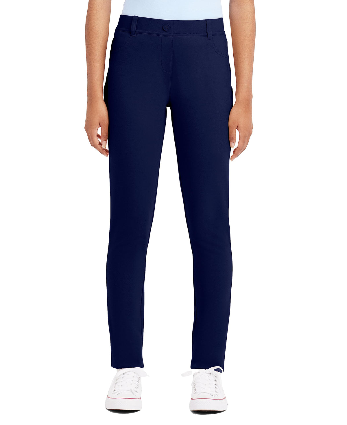 Nautica Women's Juniors Uniform Skinny Leg Jegging, Flat Front Style with Zipper Closure, Functional Pockets